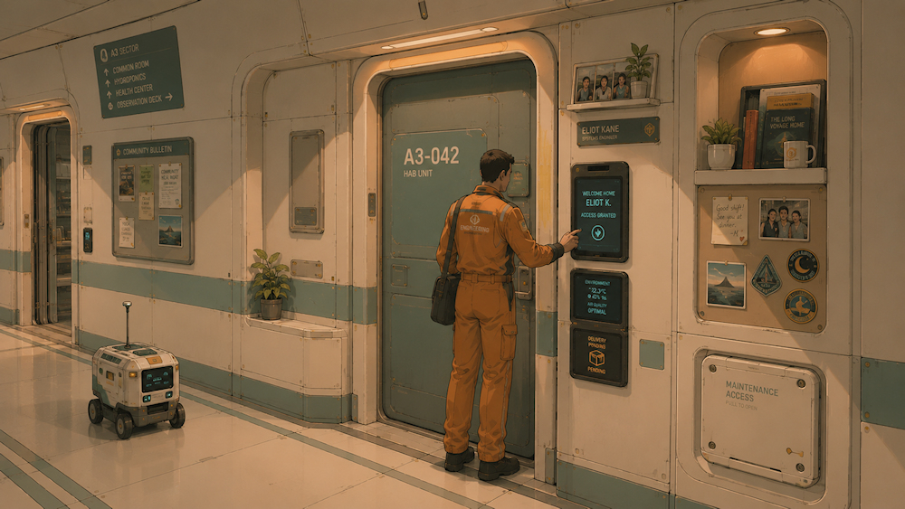Puerta del módulo A3-042 — acceso biométrico